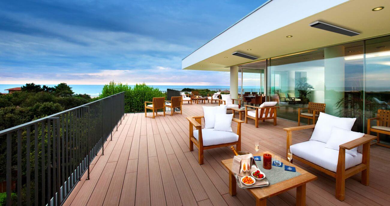 toepassing terras thermoray zwarte infrarood hoogvermogen terrasheater 1500 watt