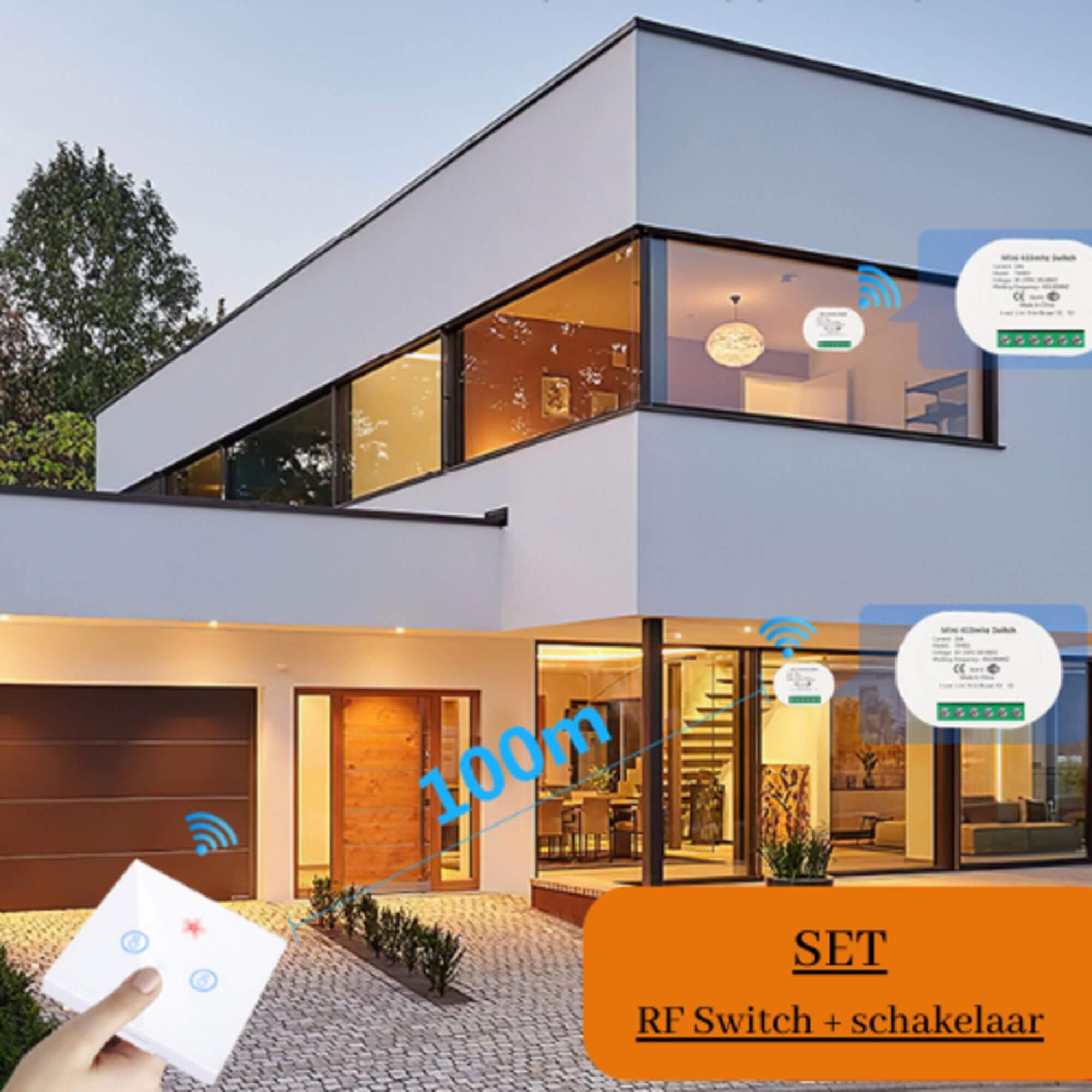 vh-control-rf-home-combi-enkele-schakelaar-met-draadloze-switch-toepassing-huis VH Control RF Home combi - Enkele schakelaar met draadloze switch zwart touch - Afbeelding 8