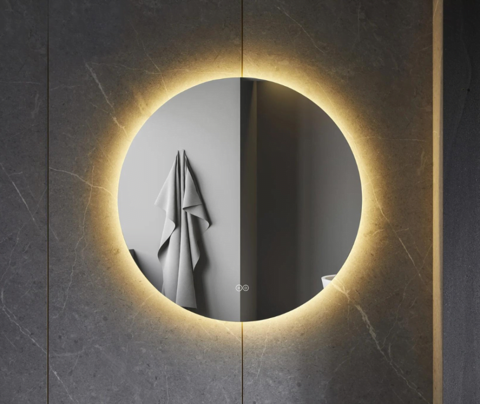 ronde spiegel 100 cm in diameter frameloos met led verlichting rondom en touch bediening voor kleur en anti-condens functie