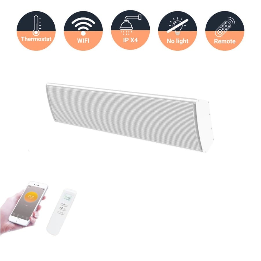 OstuniHeatbar-1800W-witmetwifienafstandsbediening Infrarood terrasverwarmer smart - Ostuni - 1800 Watt - Afbeelding 1